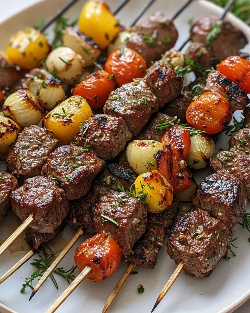 Balsamic Rosemary Garlic Steak Kebabs