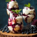 Angel Food Cake Trifles with Cheesecake Topping & Blueberry Sauce