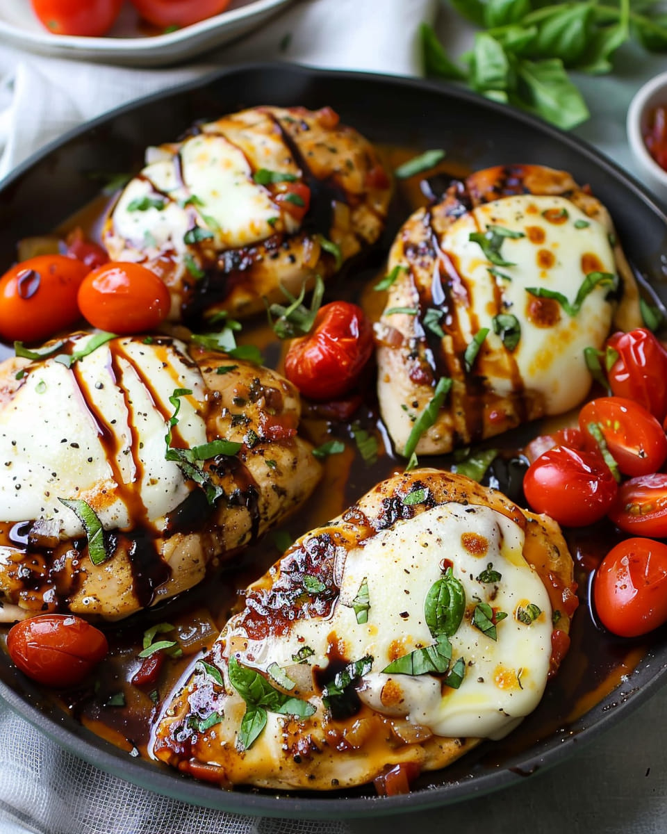 Balsamic Glazed Chicken with Tomato Mozzarella - NorthEast Nosh Recipes