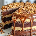 Chocolate Peanut Butter Salted Caramel Toffee Cake