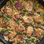 Creamy Pork Tenderloin Medallions with Orzo, Spinach & Mushrooms