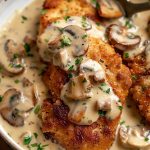 Golden Crispy Chicken with Creamy Mushroom Sauce