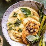 Lemon Butter Chicken Piccata with Pesto Polenta