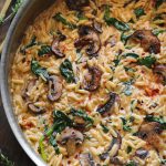 Spinach-Mushroom-Orzo in a Creamy Garlic and Smoked Paprika Sauce