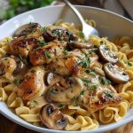 Tender Chicken Medallions in a Rich Mushroom Sauce over Buttered Noodles