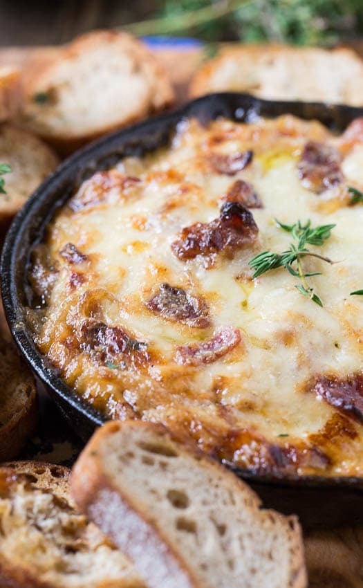 Hot Caramelized Onion Dip with Bacon and Gruyere 