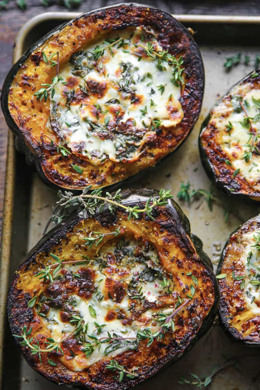 Stuffed Acorn Squash with Parmesan, Cream Cheese and Spinach
