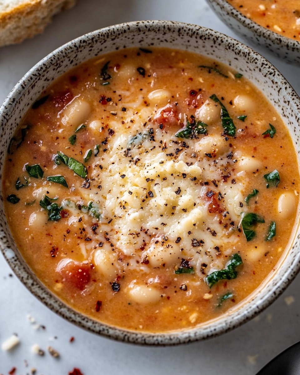 Creamy Parmesan Tomato and Cannellini Bean Soup