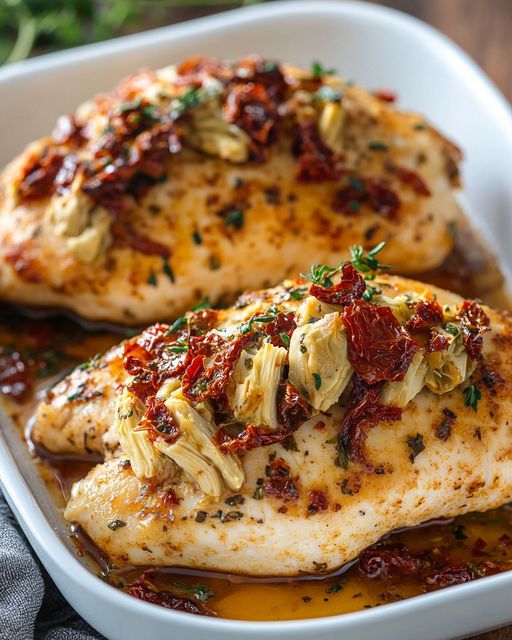 Stuffed Chicken with Sun-Dried Tomatoes and Artichokes