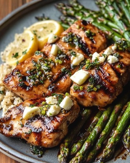 Honey Balsamic Chicken with Asparagus and Feta