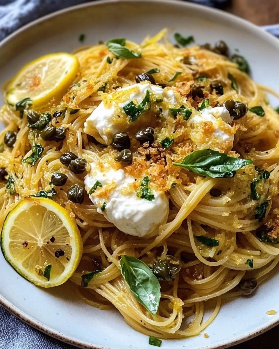 Lemon Basil Angel Hair Pasta with Crispy Capers and Zucchini