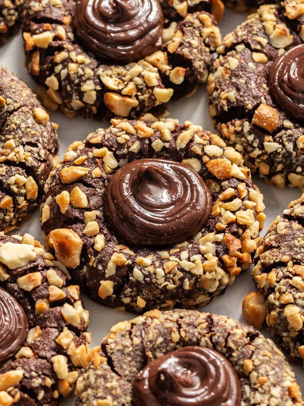 Chocolate Hazelnut Thumbprint Cookies