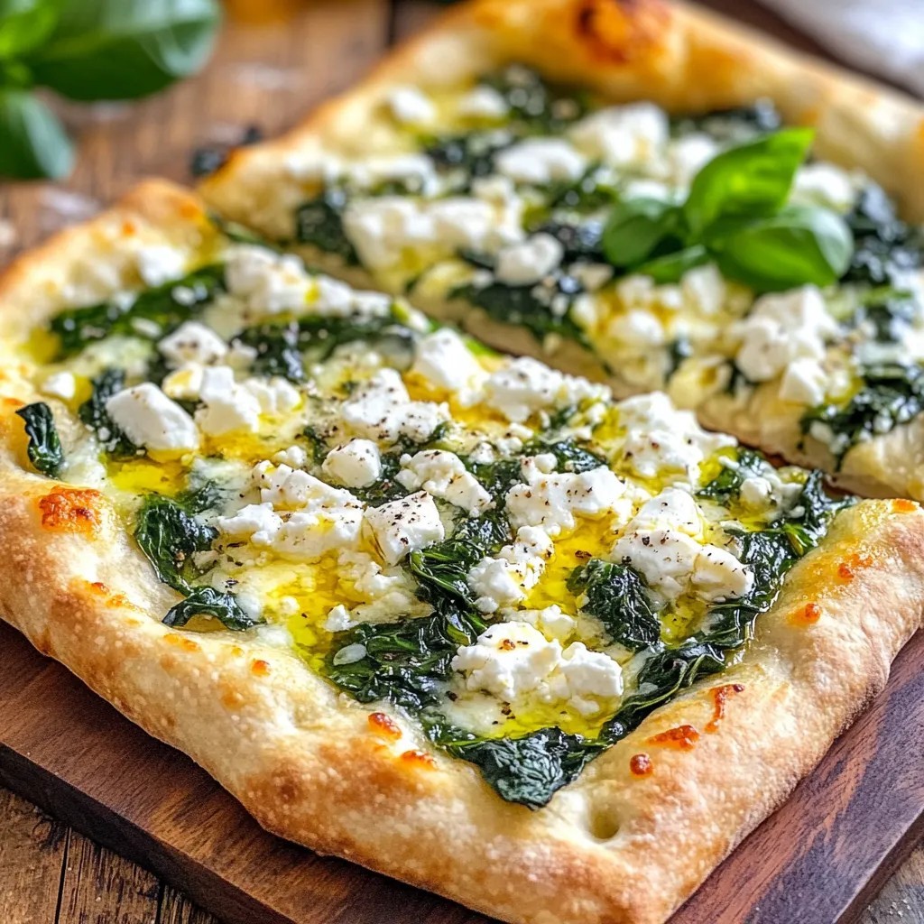 Greek Roasted Garlic Spinach White Pizza