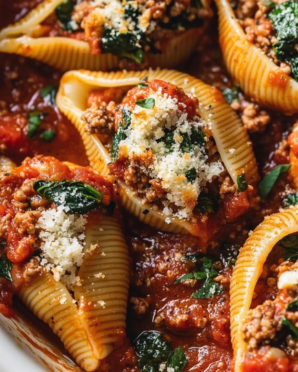 Stuffed Pasta Shells with Ground Turkey and Spinach