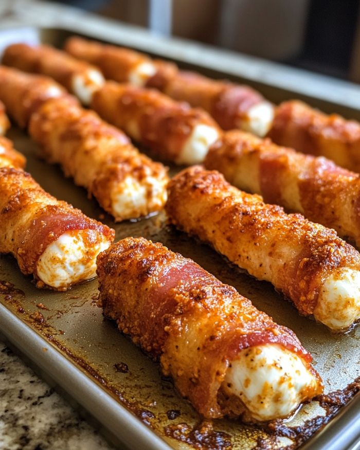 Nashville Hot Bacon Wrapped Mozzarella Sticks