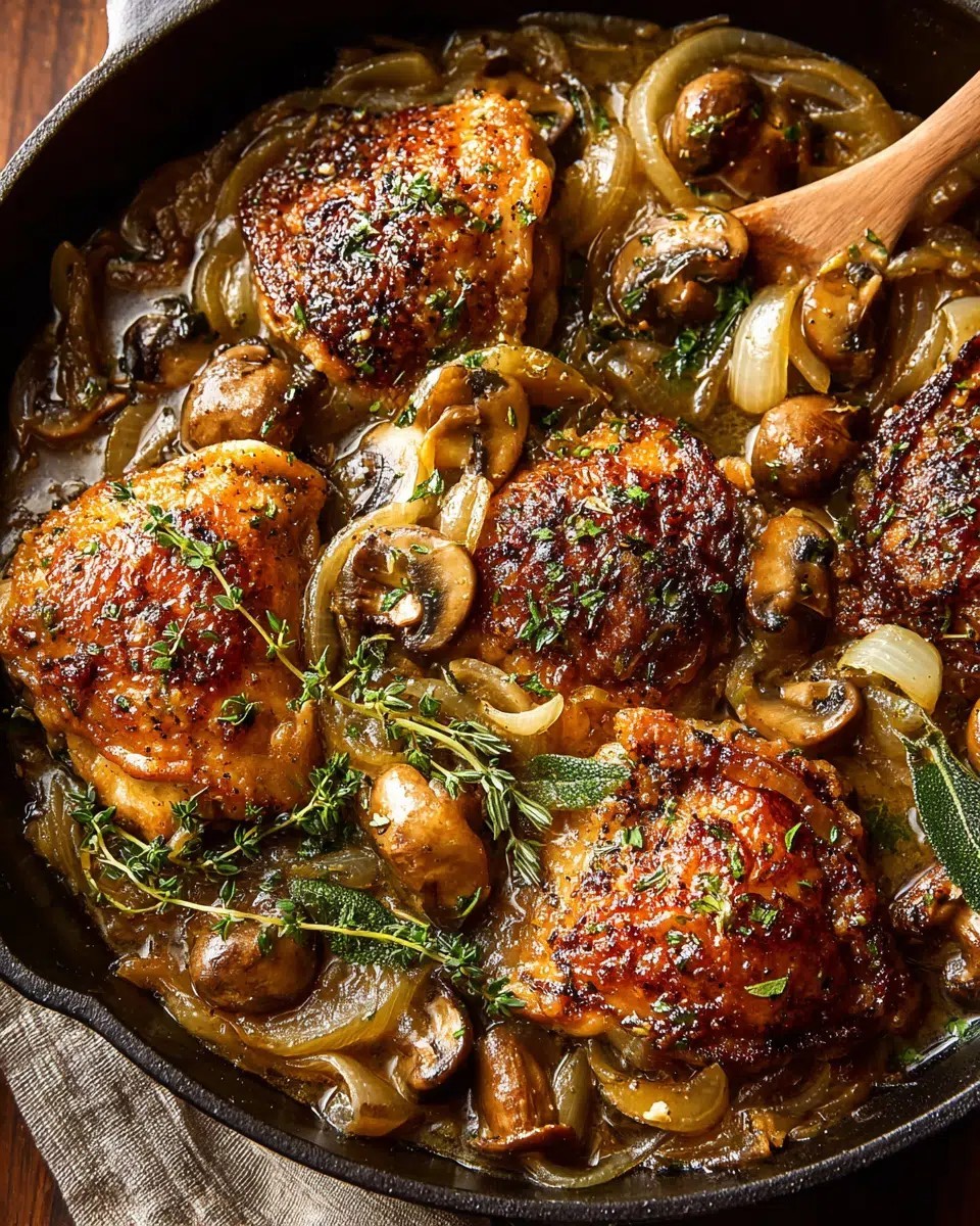 Cider-Braised Chicken with Caramelized Onions & Herbs