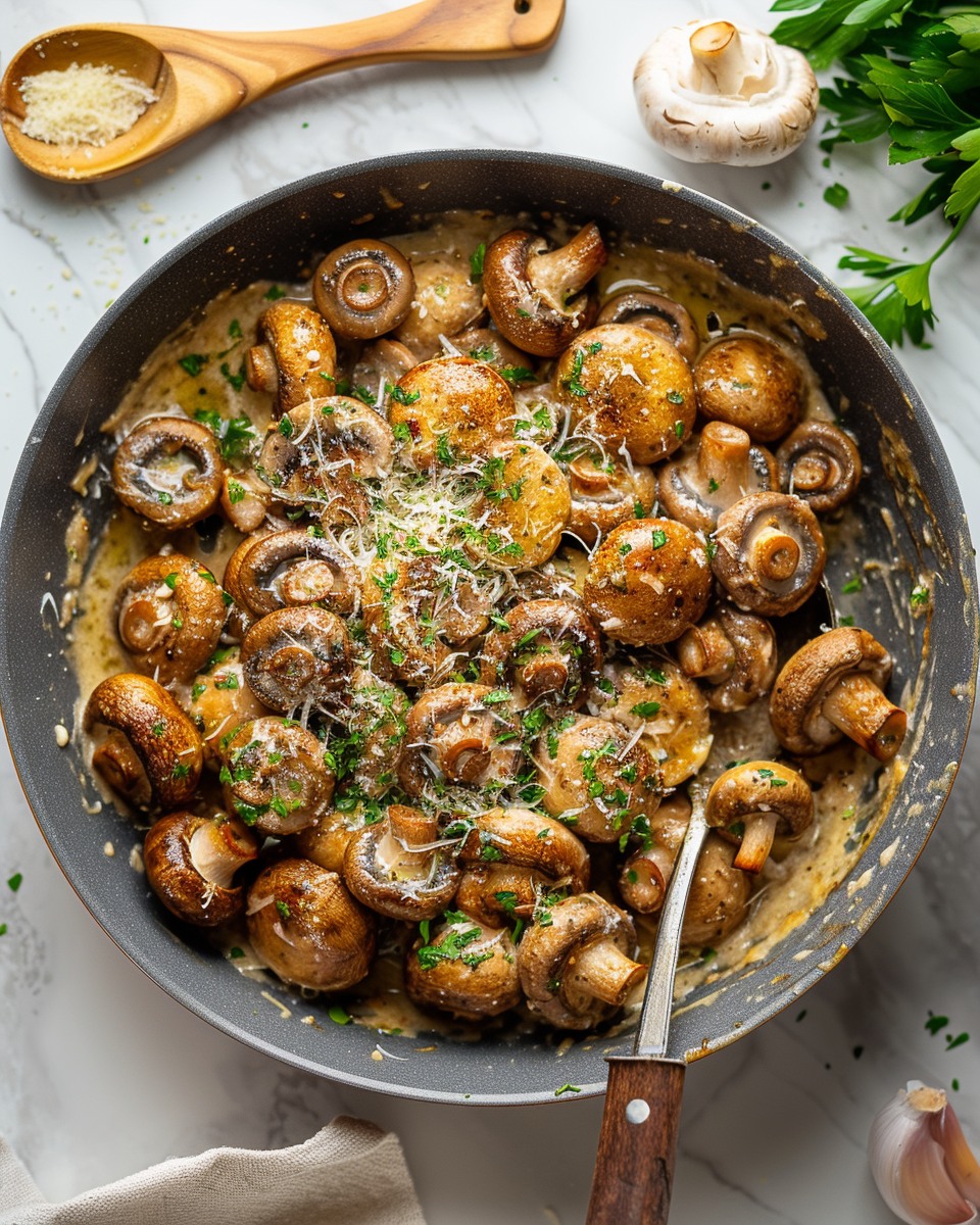 Garlic-Parm Mushrooms in Cream Sauce