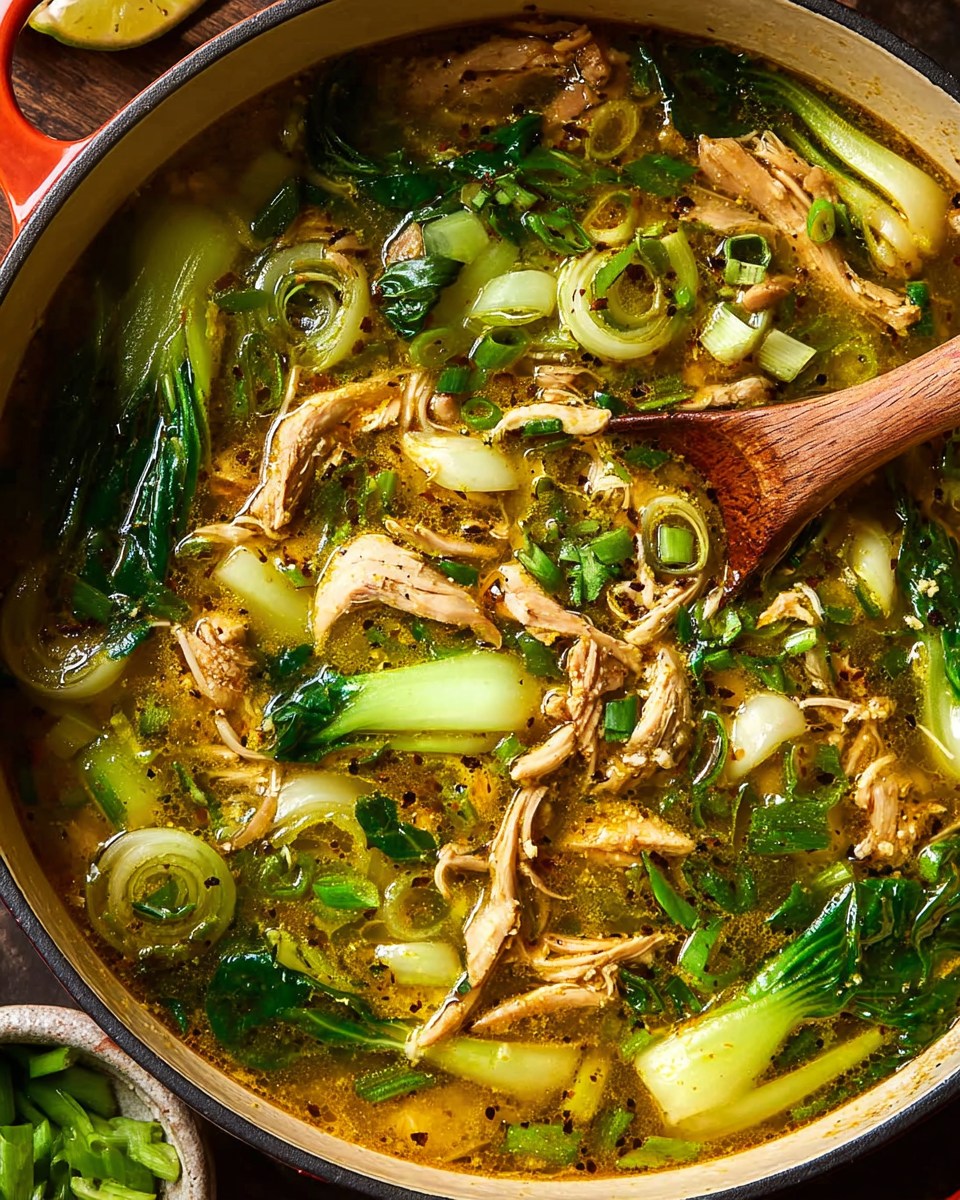 Ginger Chicken and Rice Soup with Bok Choy