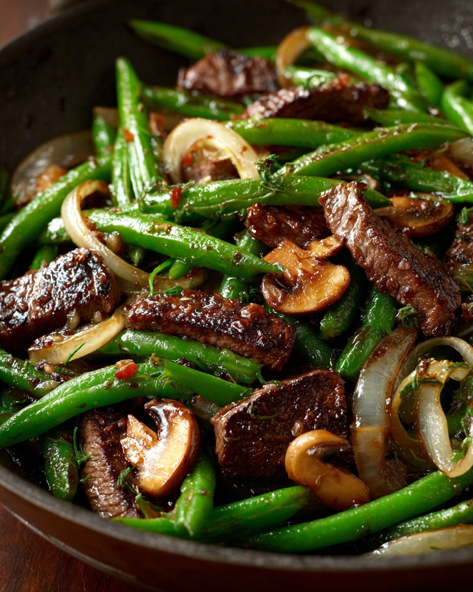 Black Pepper Beef, Mushroom & Green Bean Stir-Fry
