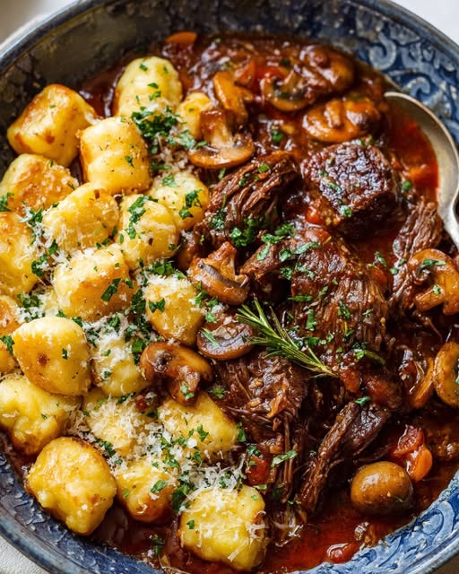 Beef Ragu with Parmesan Gnocchi & Mushrooms