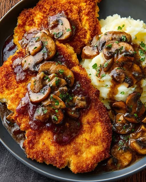 Chicken Schnitzel with Mushroom Gravy