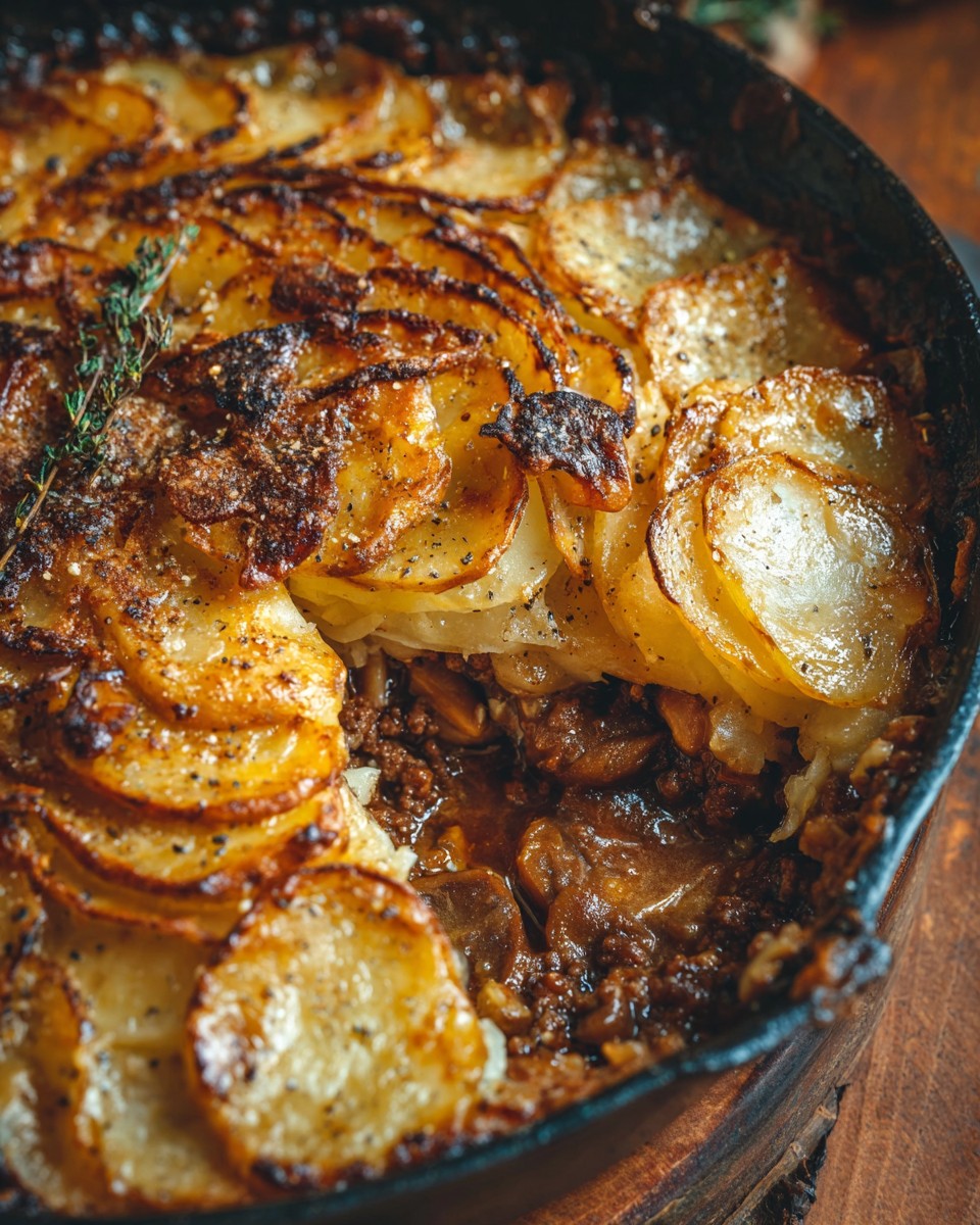 Mushroom, Ground Beef & Lentil Potato Skillet