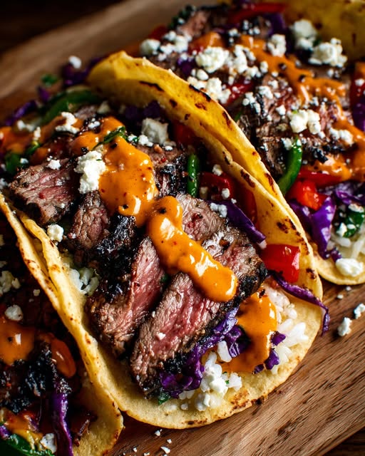 Chipotle Orange Steak Tacos with Cilantro-Lime Rice