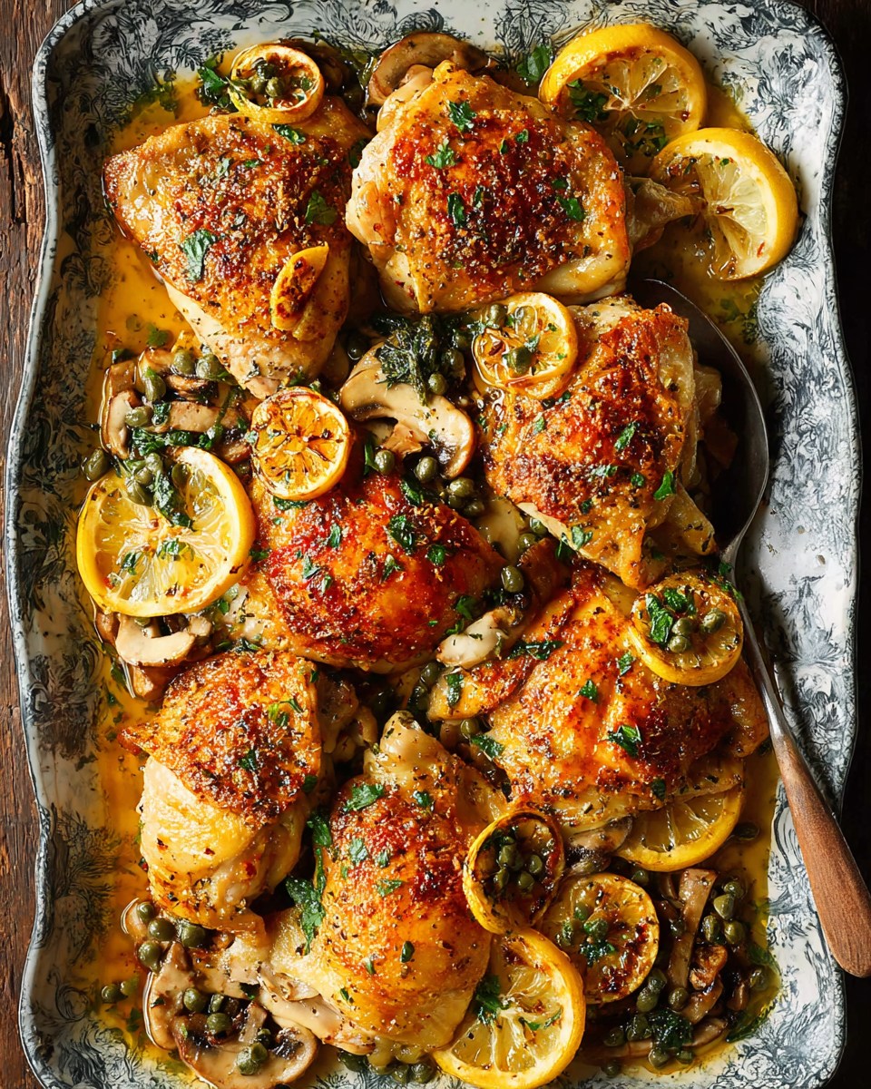 Lemon Garlic Chicken with Mushrooms and Capers