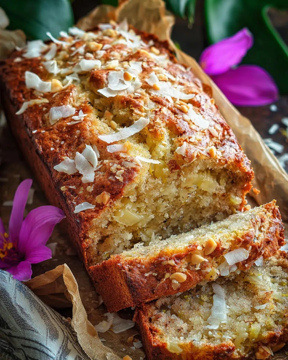 Tropical Banana Pineapple Bread with Coconut and Nuts